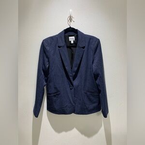 Nine West Women's Blazer Blue Pockets Casual Work Size L
